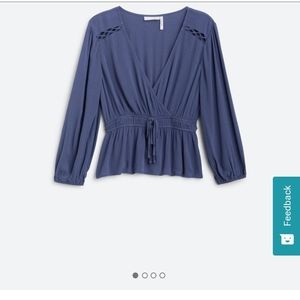 LUQ Ramona Peplum Top in Navy, size XL